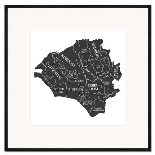 Plakat artystyczny premium w ramie Modern city map of Wiesbaden