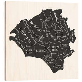 Wood print Modern city map of Wiesbaden