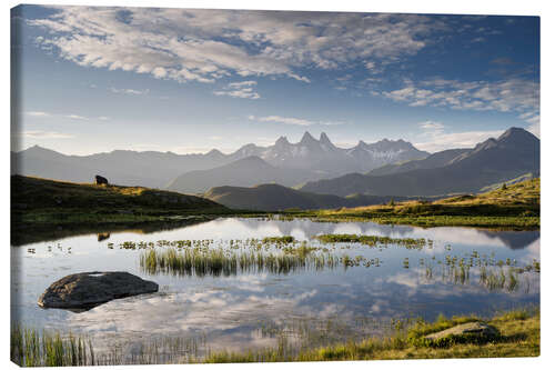 Canvas print Alpine idyll with mountain lake