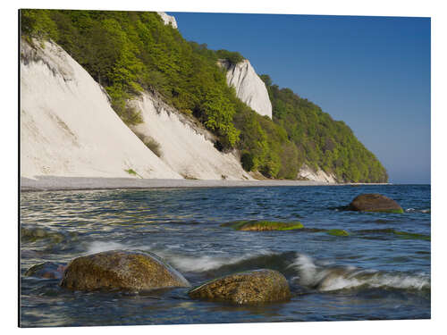 Tableau en aluminium Königsstuhl sur l'île de Rügen avec la mer Baltique