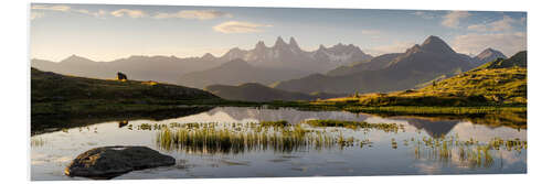 PVC print Morning sun at a mountain lake in the Alps