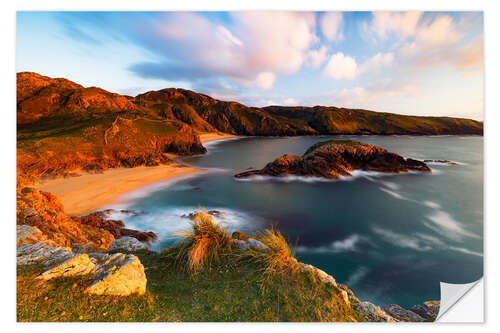 Selvklebende plakat Ireland's coast in the golden light