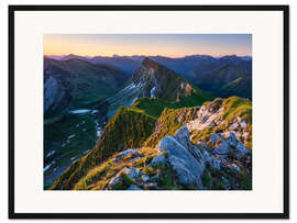 Gerahmter Kunstdruck Alpen bei Sonnenaufgang