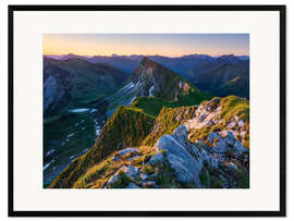 Impresión de arte enmarcada Alpes al amanecer