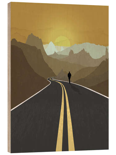 Wood print Lonely Road