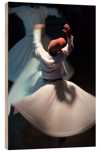 Wood print Whirling dervishes while dancing