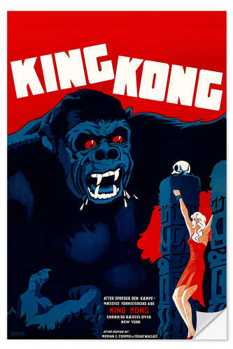 Selvklebende plakat King Kong (dansk)