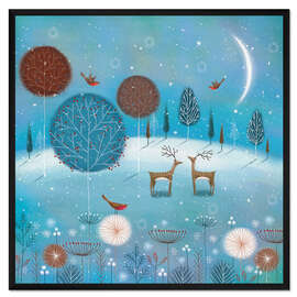 Gerahmter Kunstdruck Winternacht im Wald