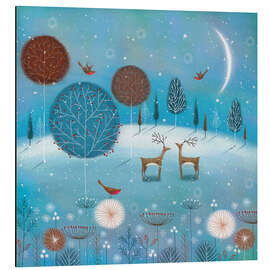 Magnettafel Winternacht im Wald