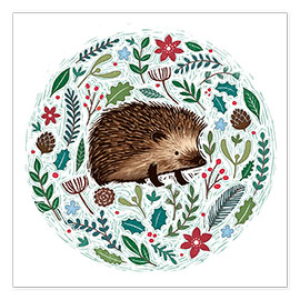 Poster  Christmas hedgehog - James Newman Gray