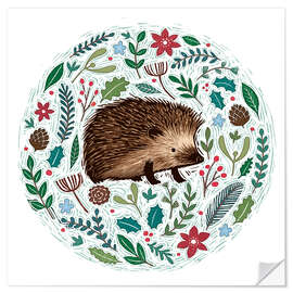 Naklejka na ścianę Christmas hedgehog