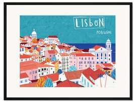 Gerahmter Kunstdruck Lissabon am Meer