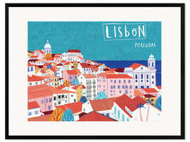 Impression artistique encadrée Lisbonne au bord de la mer (anglais)
