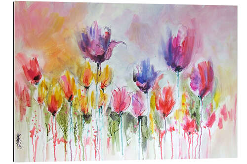 Tableau en plexi-alu Jardin de tulipes