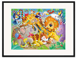 Gerahmter Kunstdruck Tierische Party