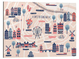 Aluminium print Map of Amsterdam