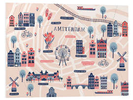 Foam board print Map of Amsterdam