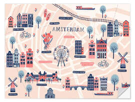 Vinilo para la pared Mapa de Ámsterdam