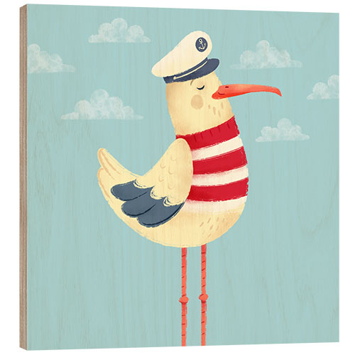 Wood print Captain Seagull