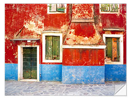 Wall sticker Burano, weathered windows and walls