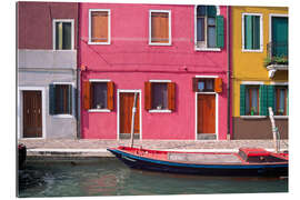 Tableau en plexi-alu Façades colorées de maisons à Burano