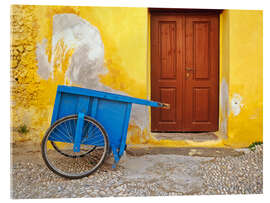 Acrylic print House with blue cart