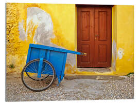 Aluminium print House with blue cart