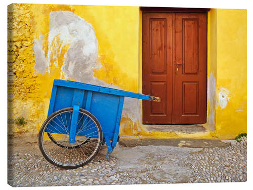 Canvas-taulu House with blue cart