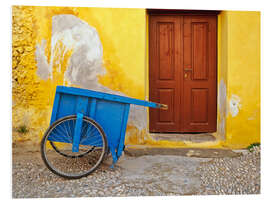 Foam board print House with blue cart