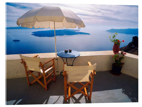 Akrylbilde Balcony with sea view in Oia