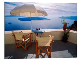 Stampa su plexi-alluminio Balcone con vista mare a Oia