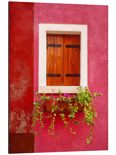 Tableau en aluminium Façade rouge d'une maison