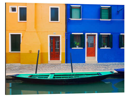 Aluminiumsbilde Colorful house facades of Burano III