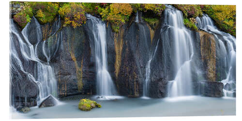 Acrylglasbild Wasserfall Hraunfossar