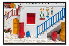 Gerahmter Kunstdruck Treppe und Töpfe II