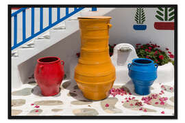 Gerahmter Kunstdruck Treppe und Töpfe