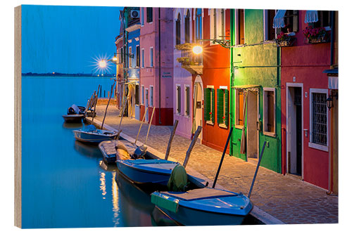 Holzbild Blaue Stunde in Burano