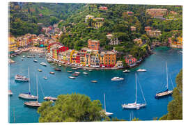 Acrylic print Liguria, Portofino with harbor