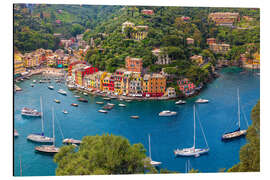 Aluminium print Liguria, Portofino with harbor