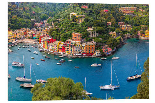 Foam board print Liguria, Portofino with harbor