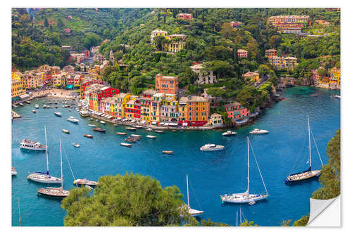 Självhäftande poster Liguria, Portofino with harbor