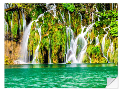 Selvklebende plakat Waterfalls in the Plitvice Lakes National Park