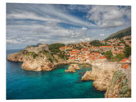 Hartschaumbild Dubrovnik mit dem Rand des Ozeans