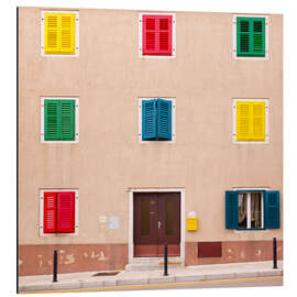 Aluminium print Building with Colourful Shutters