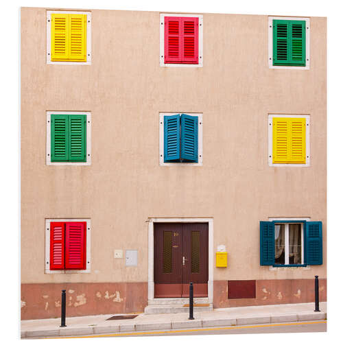 PVC-taulu Building with Colourful Shutters