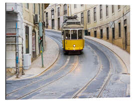 Aluminium print Yellow tram in Lisbon