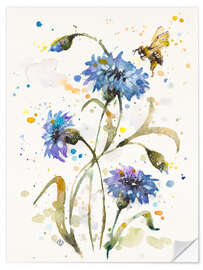 Självhäftande poster Cornflower &amp; Bumblebee