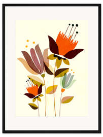 Gerahmter Kunstdruck Retro Strauß