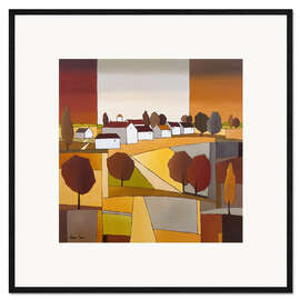 Impression artistique encadrée Petit village en automne