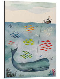 Magnettafel Ein zu großer Fisch